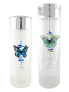 Glass Candle Holders with Butterfly Suncatchers